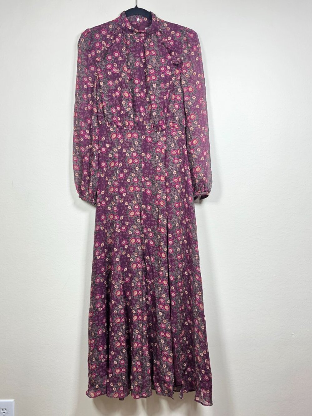 Saloni Akina Wine Jacqui-B Dress 100% Silk Size 2 Msrp $795 View 4